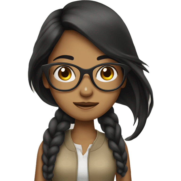 long black hair girl tan with glasses emoji