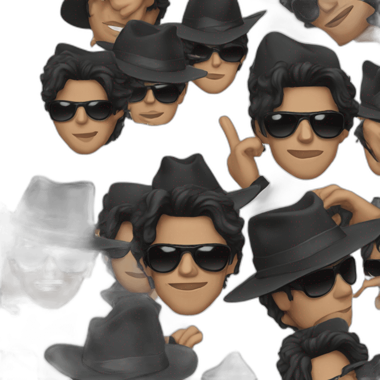 Michael jackson with black hat white skin and sunglasses emoji