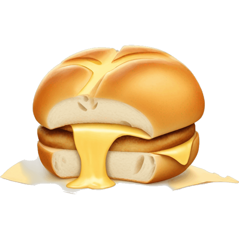 Sourdough bun with a slice of cheese  emoji