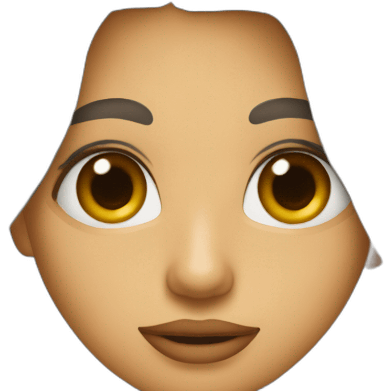 mujer pelo castaño hasta los hombros con anteojos cuadrados y ojos castaños emoji