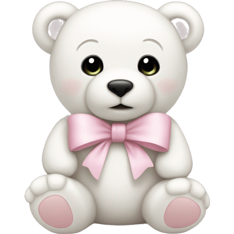 White teddy bear with light pink bow emoji