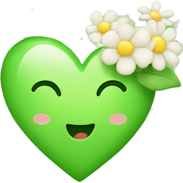 Cute emoji of light green heart and flower  emoji