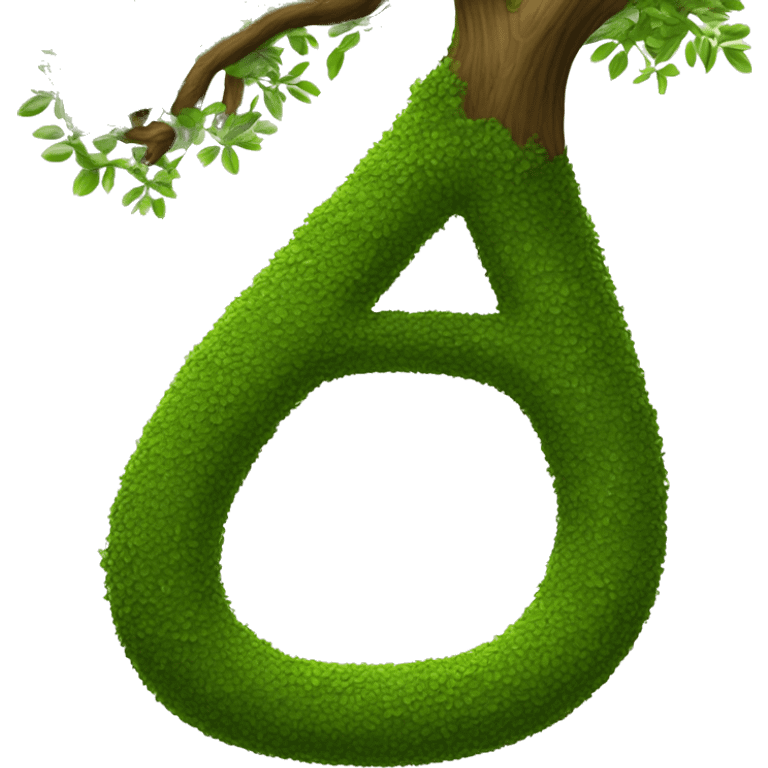 The letter "A" is formed by the curved branch of a tree in the foreground. emoji