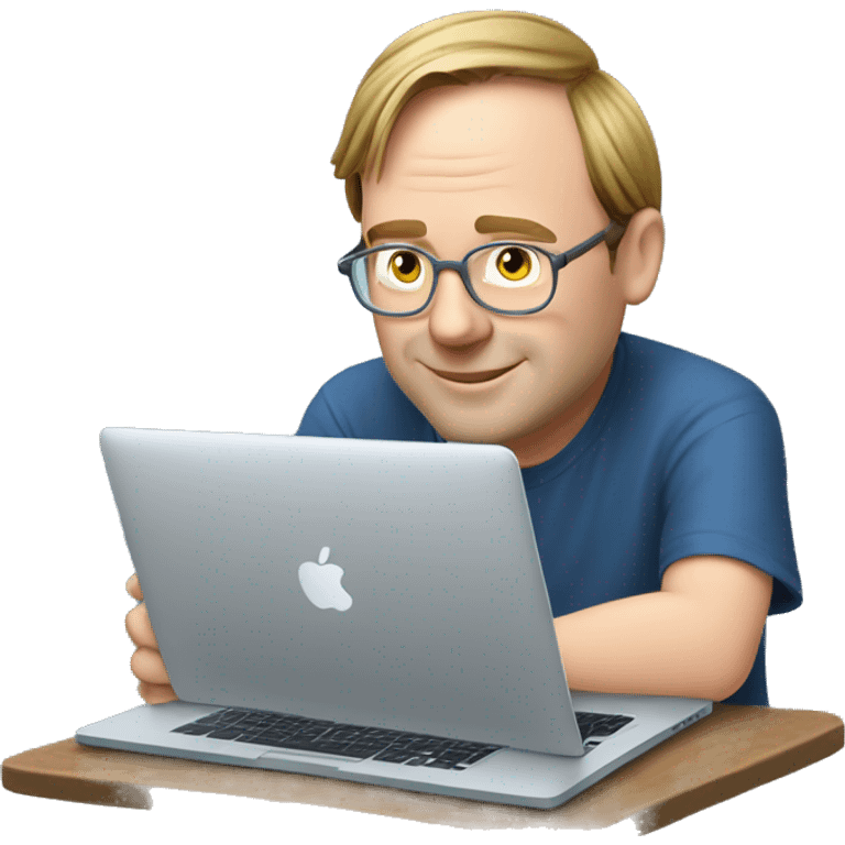 linus torvalds working on a macbook on vacation emoji