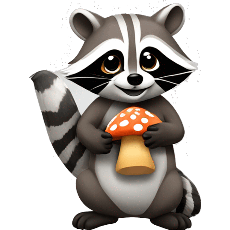 A Raccoon holding a mushroom ￼ emoji