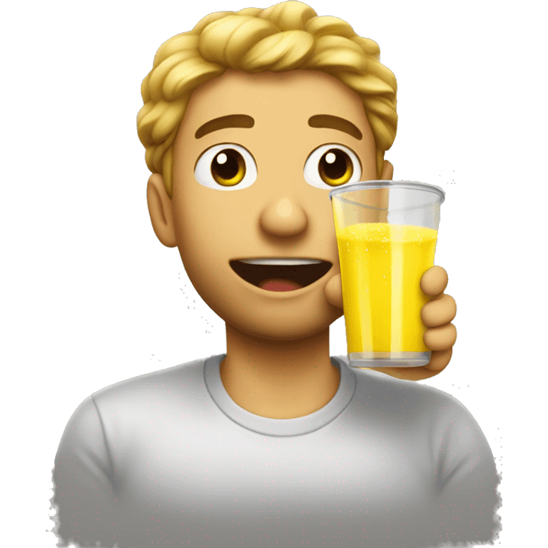 extremely dehydrated person completely enjoying drinking yellow juice emoji emoji