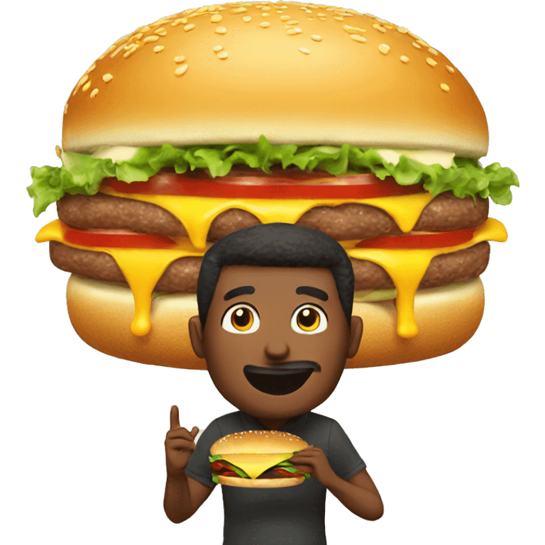 Man eating worlds biggest burger emoji