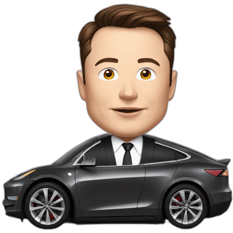 Elon musk in a tesla emoji