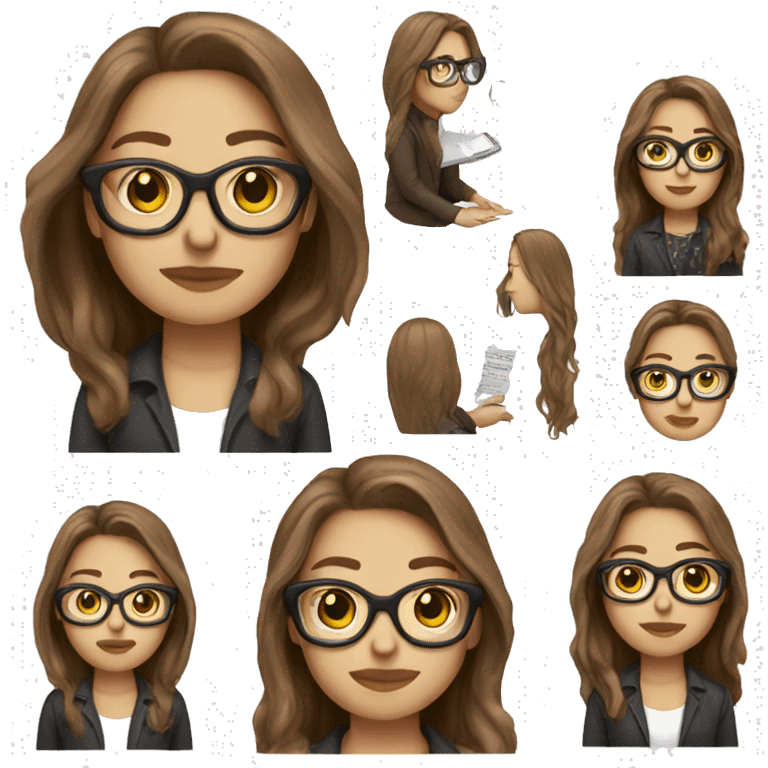 brown hair white female product designer long hair rose glasses emoji