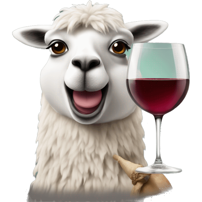 Lama with a wine emoji