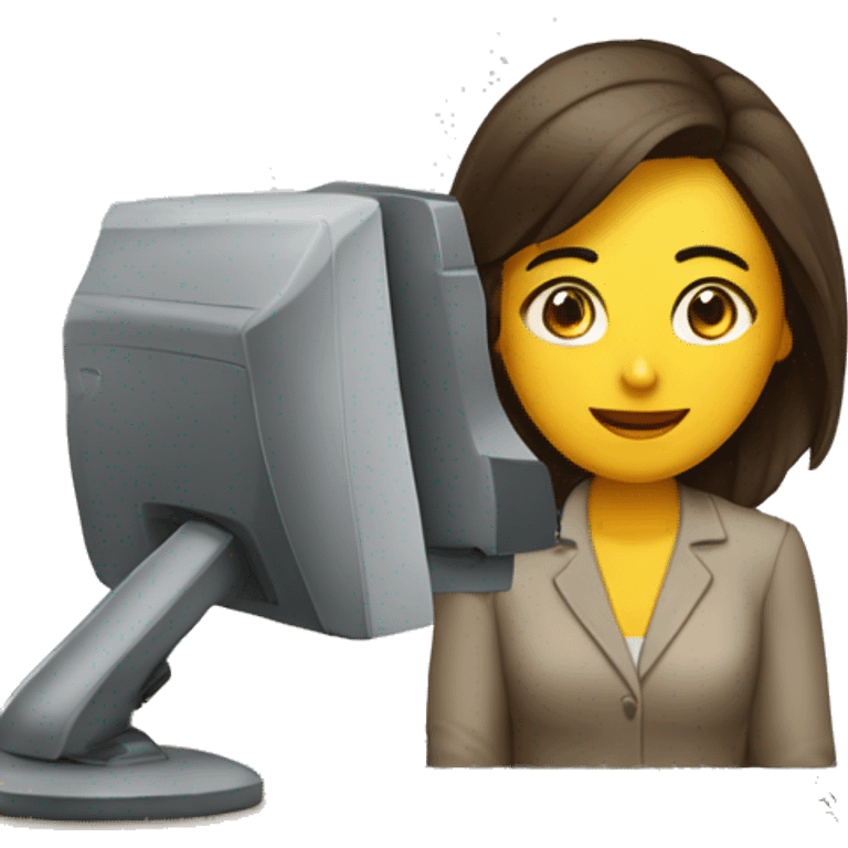 Chica al frente de una computadora trabajando  emoji