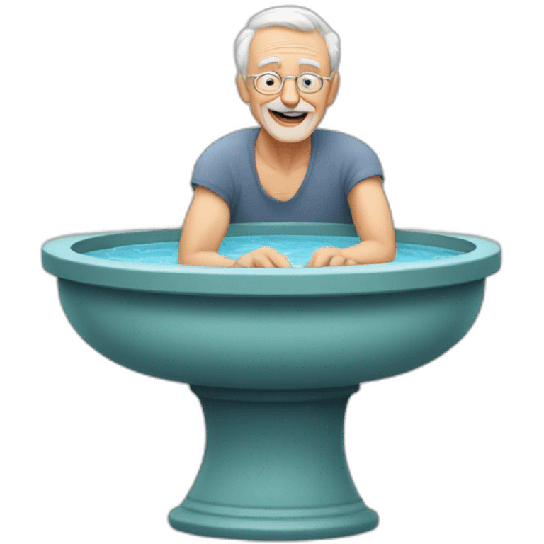 old man breeding mosquitoes in bird bath emoji