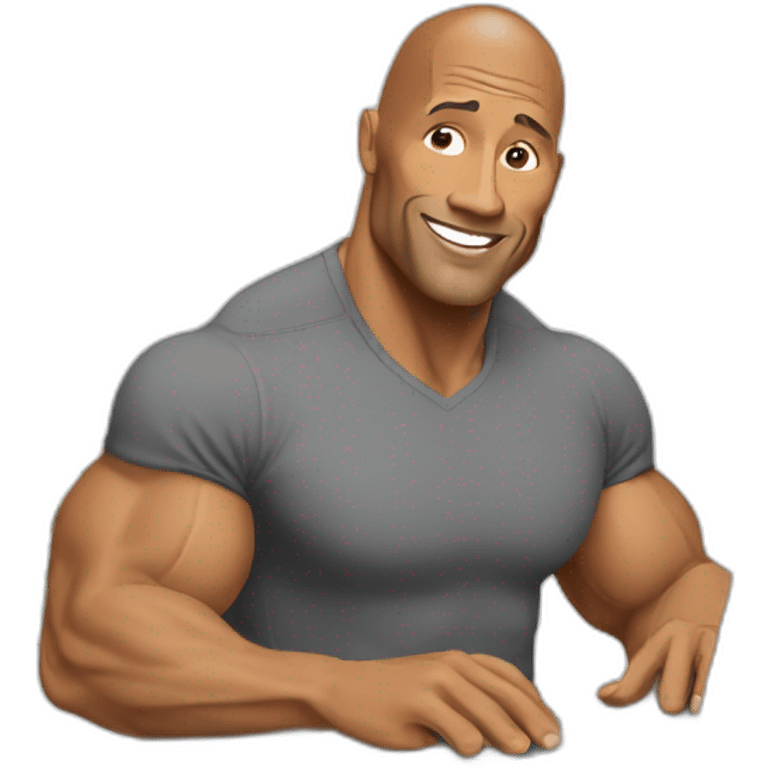 Dwayne Johnson working on a laptop emoji