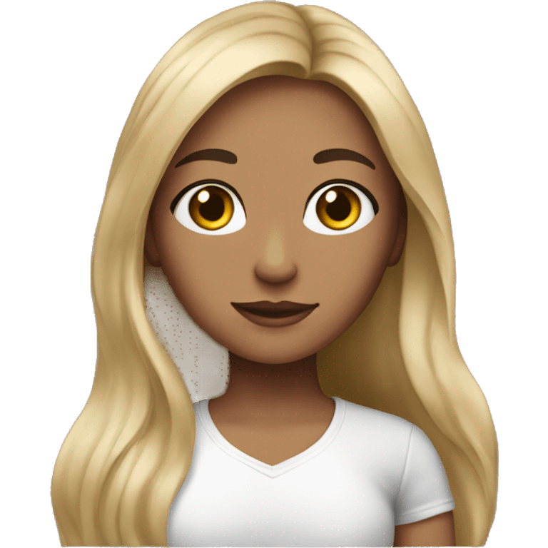 girl with long brunette hair with hazel eyes and long lashes emoji