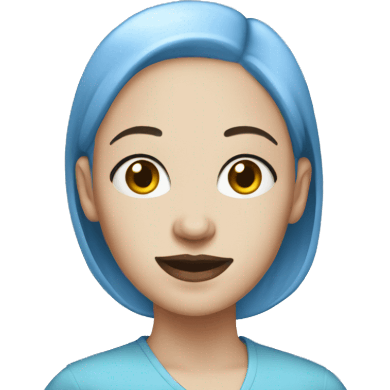 bald woman with  blue skin emoji