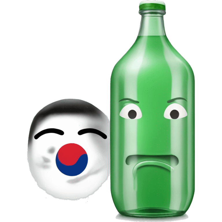 korean soju bottle with anime face emoji