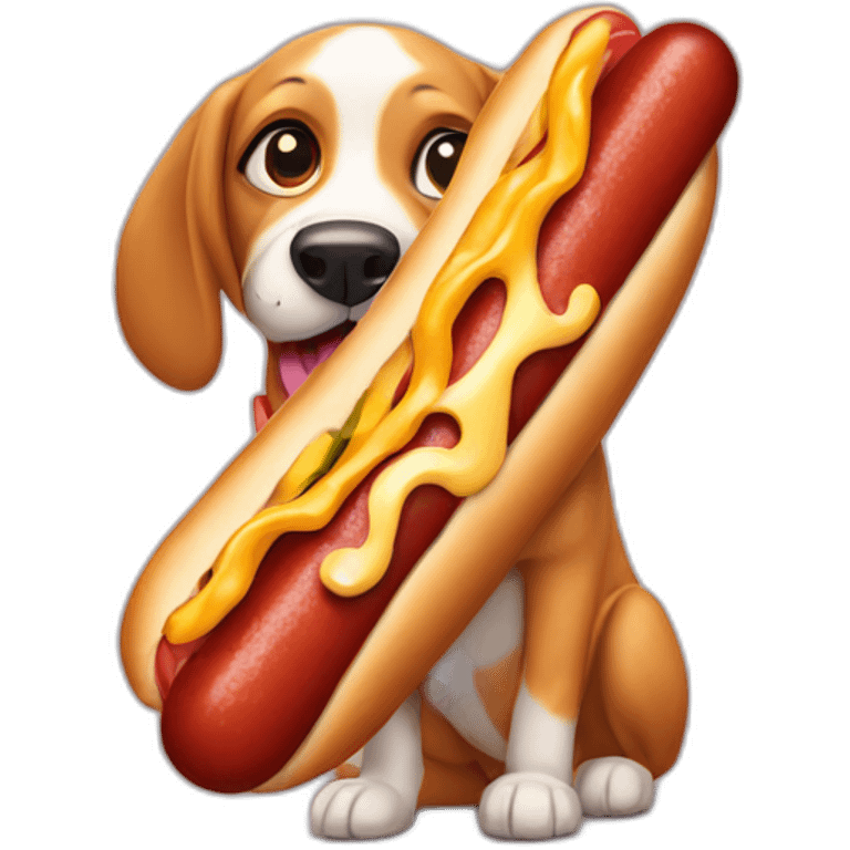 cute-dog-eating-hotdog emoji