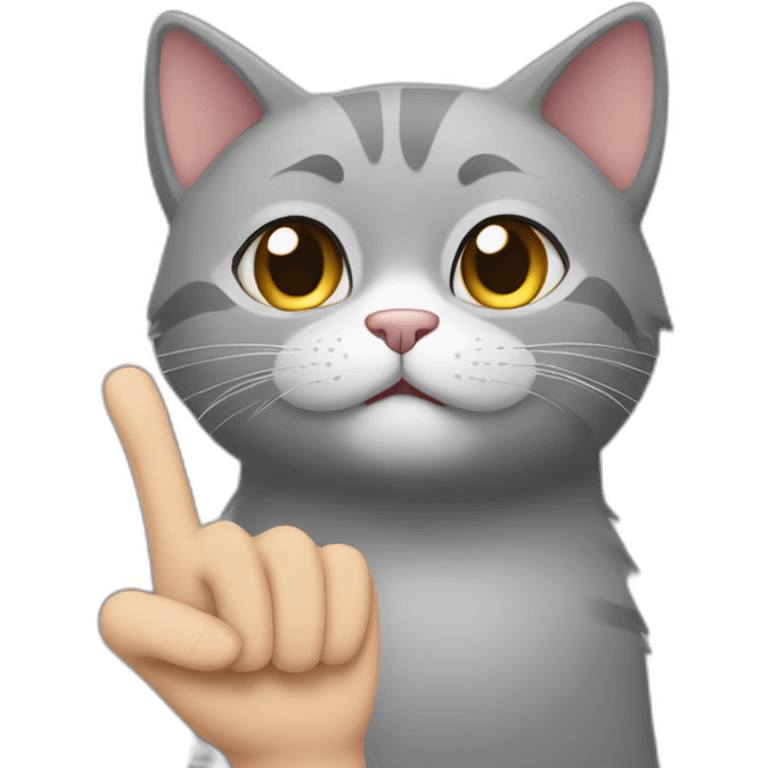 Grey cat who makes a finger of honor emoji