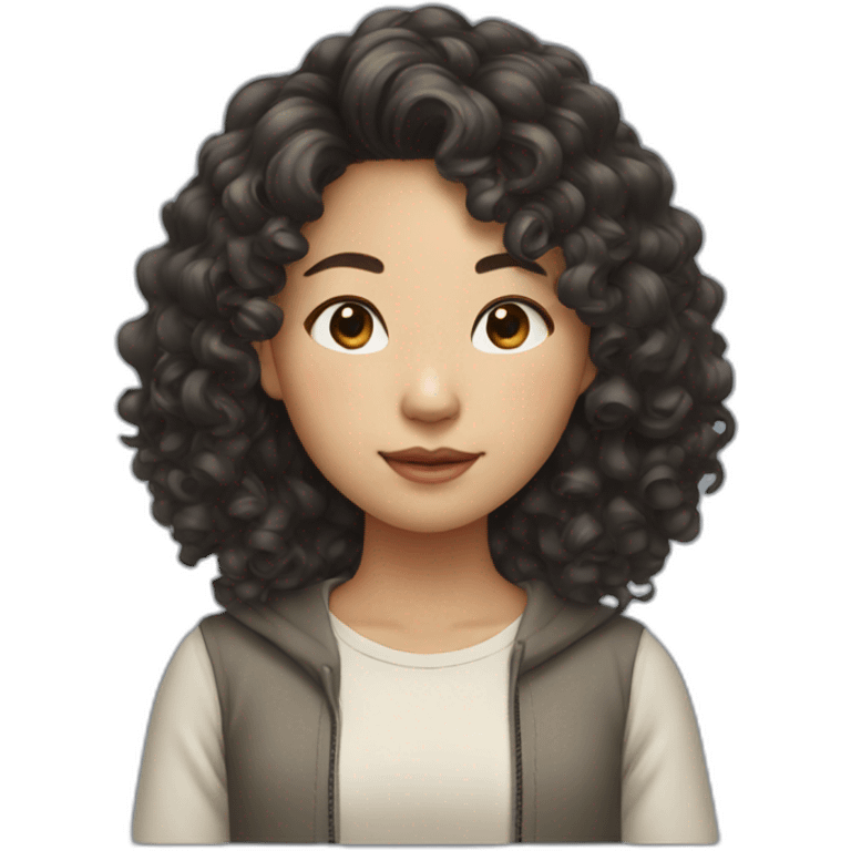 Asian girl curly hair emoji