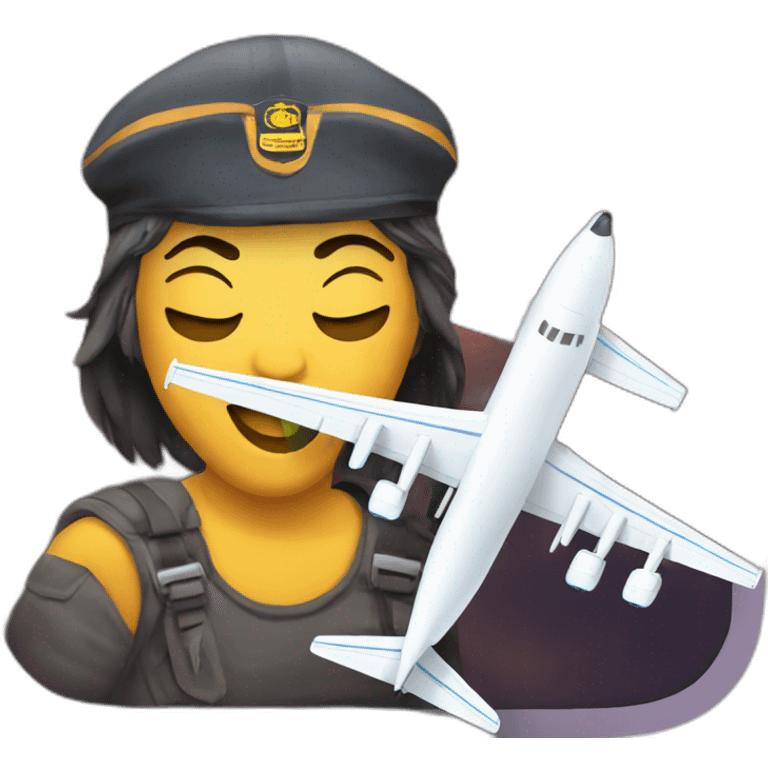 Deux tours avec un avion emoji