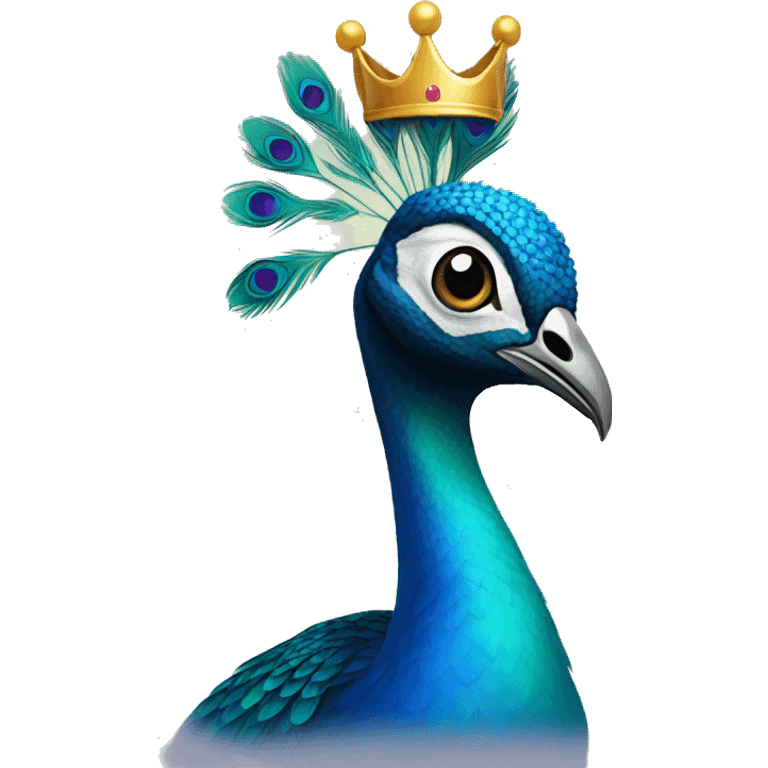 peacock wearing a crown emoji