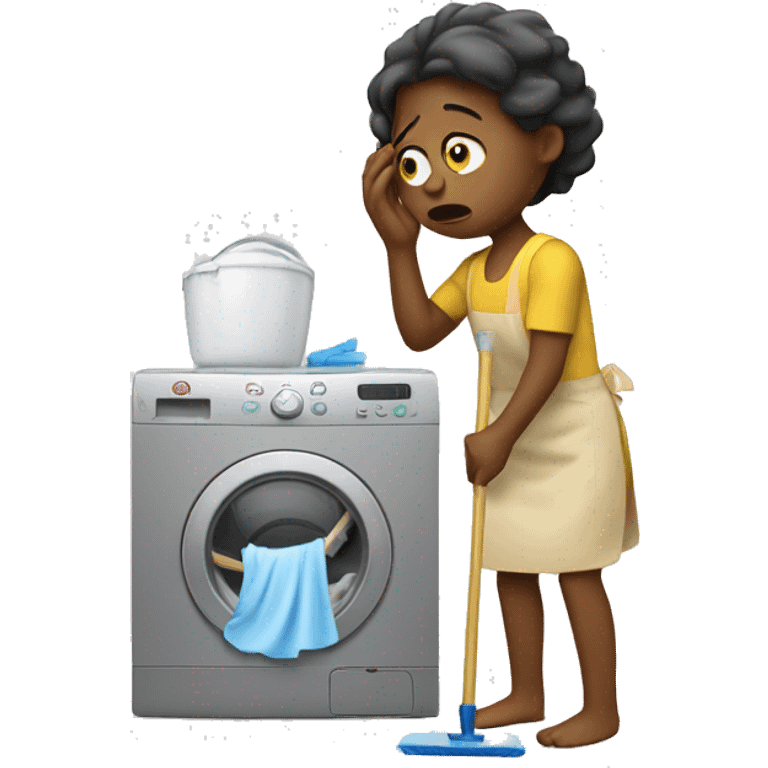 Crying while taking care of housework emoji