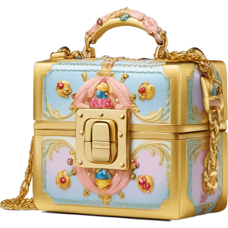 Dolce and Gabbana small box bag with colourful pastel ornament and golden detais  emoji