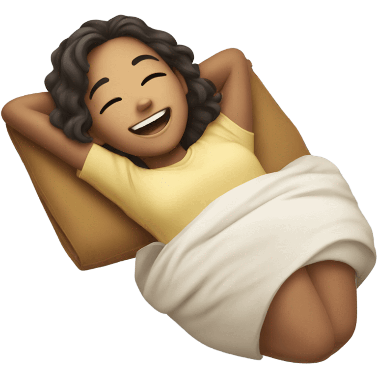 smiling girl lying on back emoji