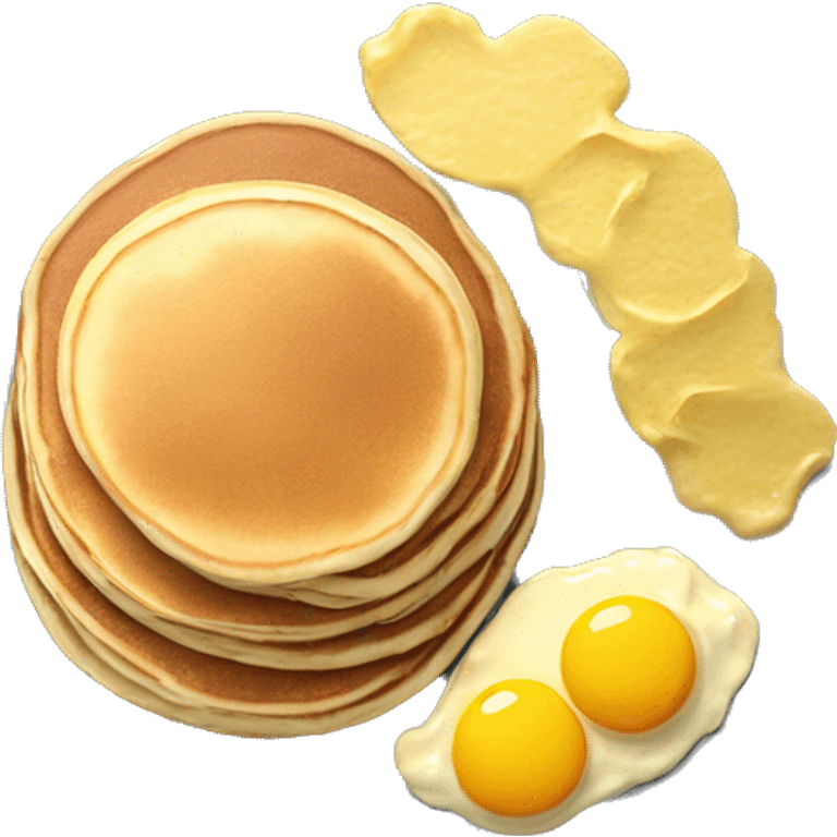 Pancakes and scrambled eggs on a grey plate emoji