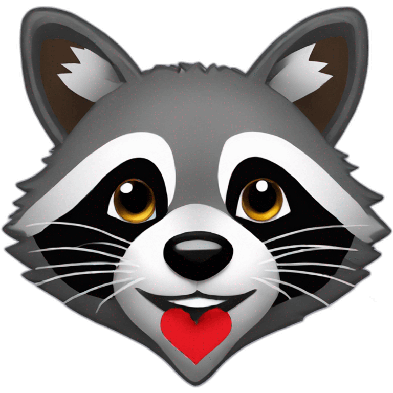 A racoon in pixel art style, showing love with hearts around him emoji