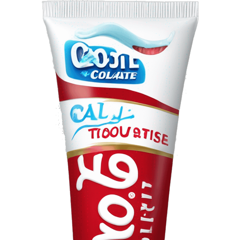 toothpaste with brand name COLGATE written on the tube clearly emoji