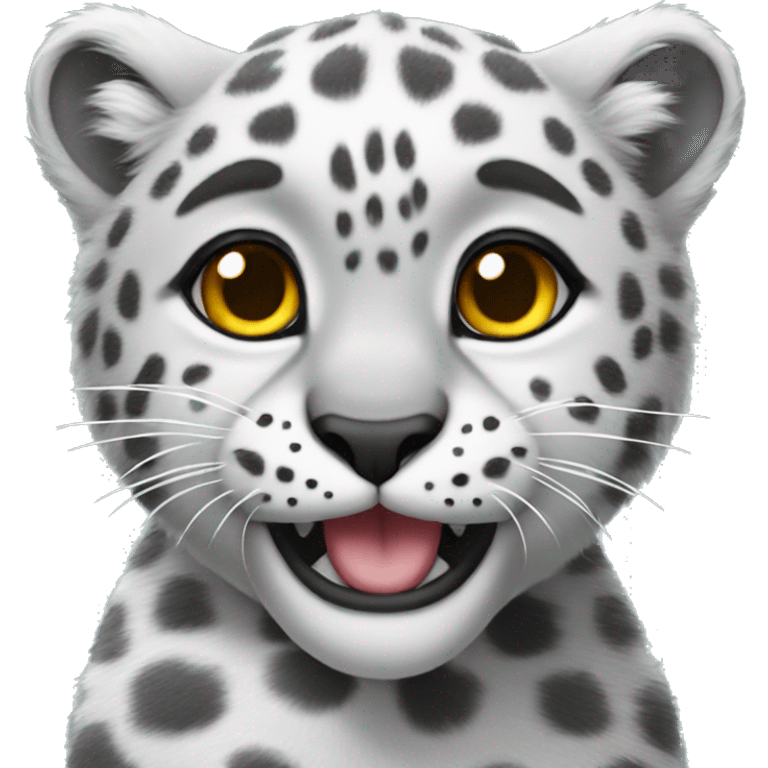 cute snow leopard shows a heart emoji