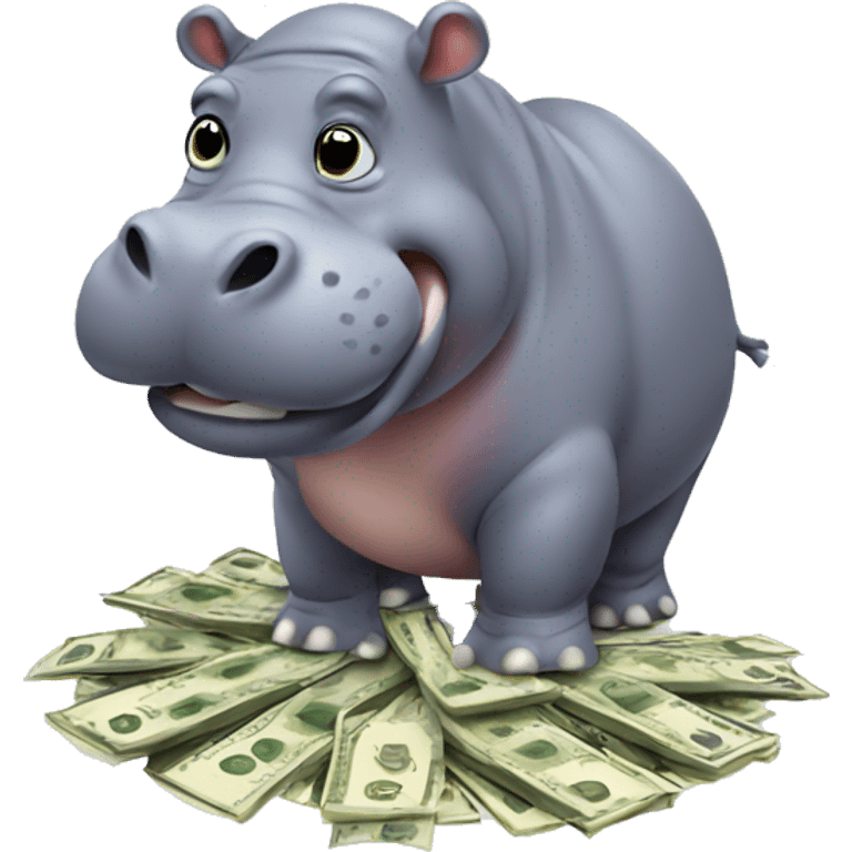 Hippo with money emoji