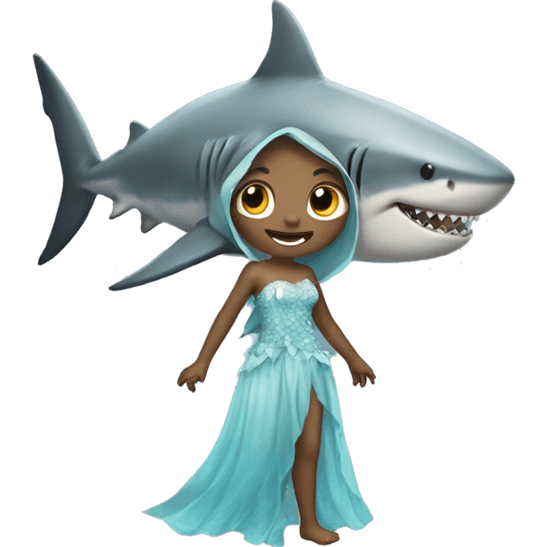 shark with a fairy dress emoji