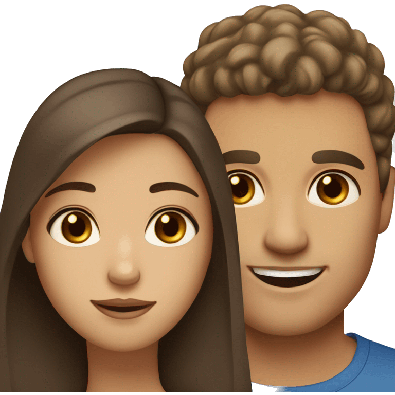 Brown hair brown eyes olive skin woman and brown hair blue eyes white skin man emoji