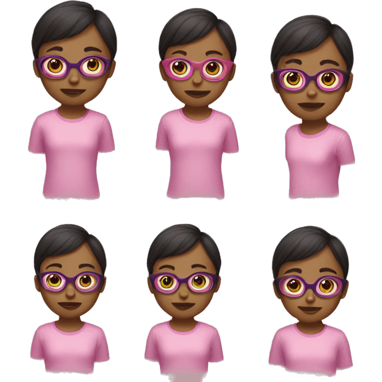 Little girl with short hair and pink glasses  emoji