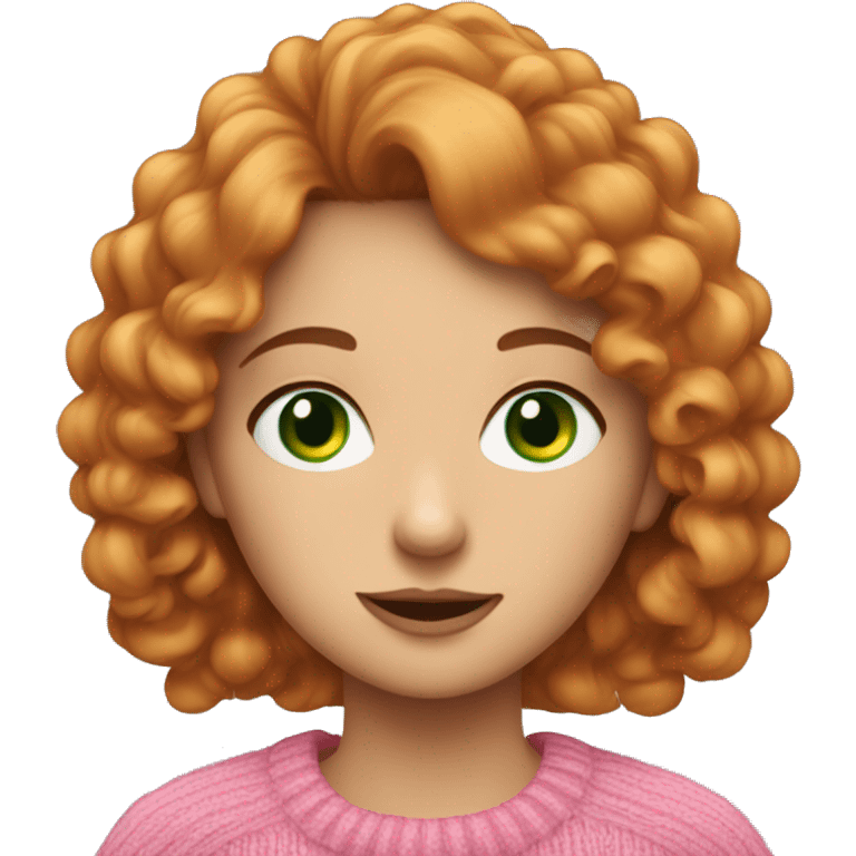 Burnett haired girl with green eyes and a pink sweater emoji