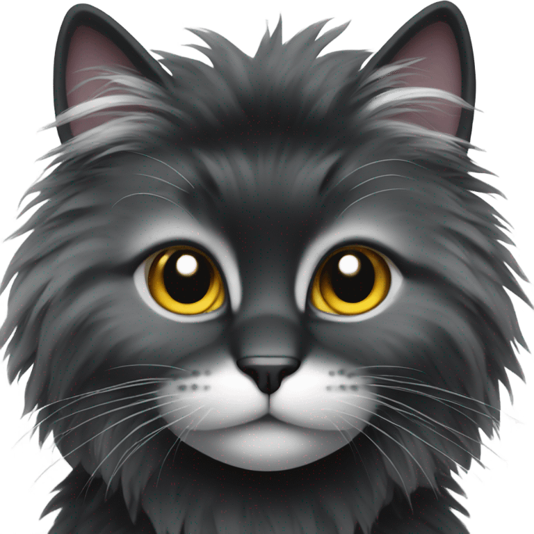 Black and silver fluffy cat emoji