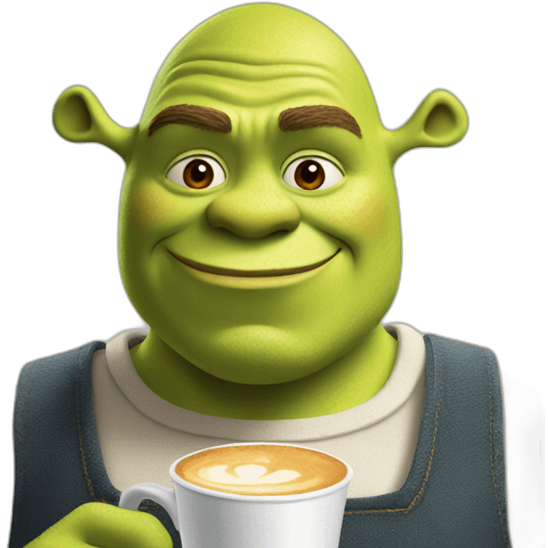 shrek drinking a flat white emoji