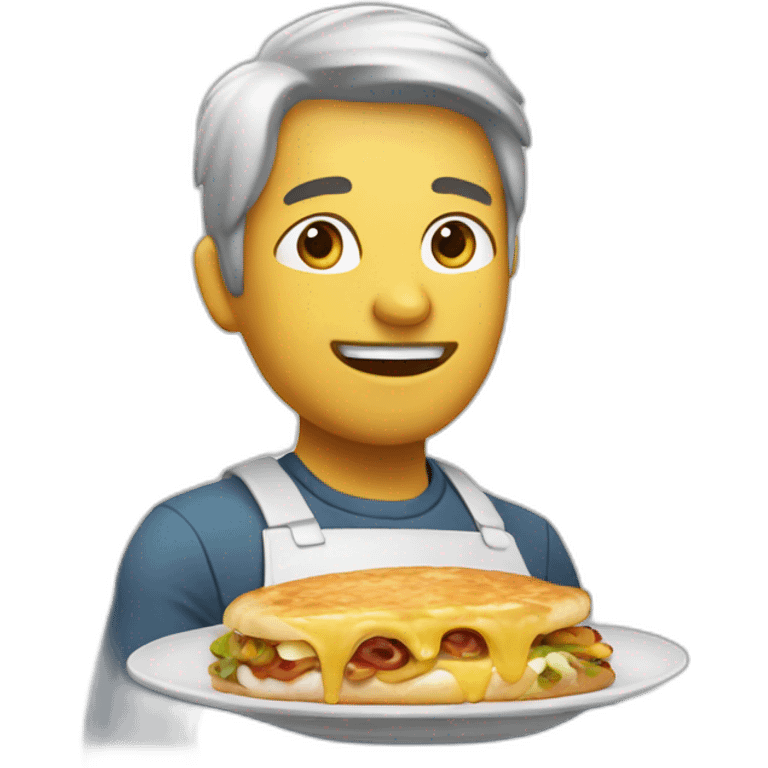 Persona che piange mentre mangia emoji