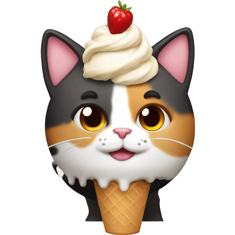 calico cat with icecream sundae  emoji