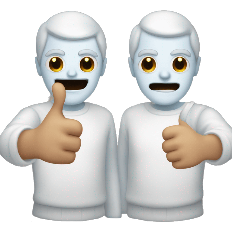 White ugly man holding two thumbs up with creepy smile emoji