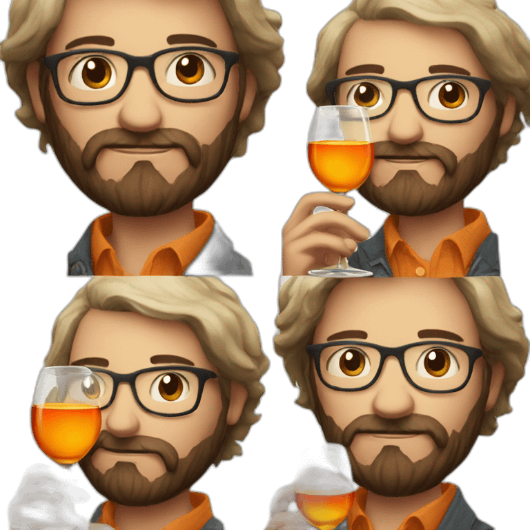 hipster drinking orange wine emoji