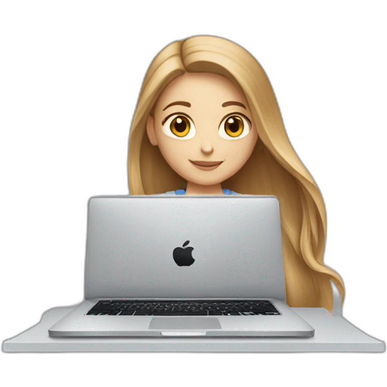 white girl with light brown straight long hair and apple laptop emoji