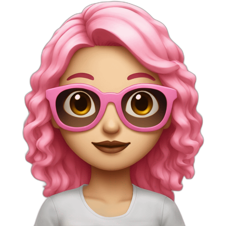 Taiwanese girl with pink hair and wearing raybon sunglasses emoji