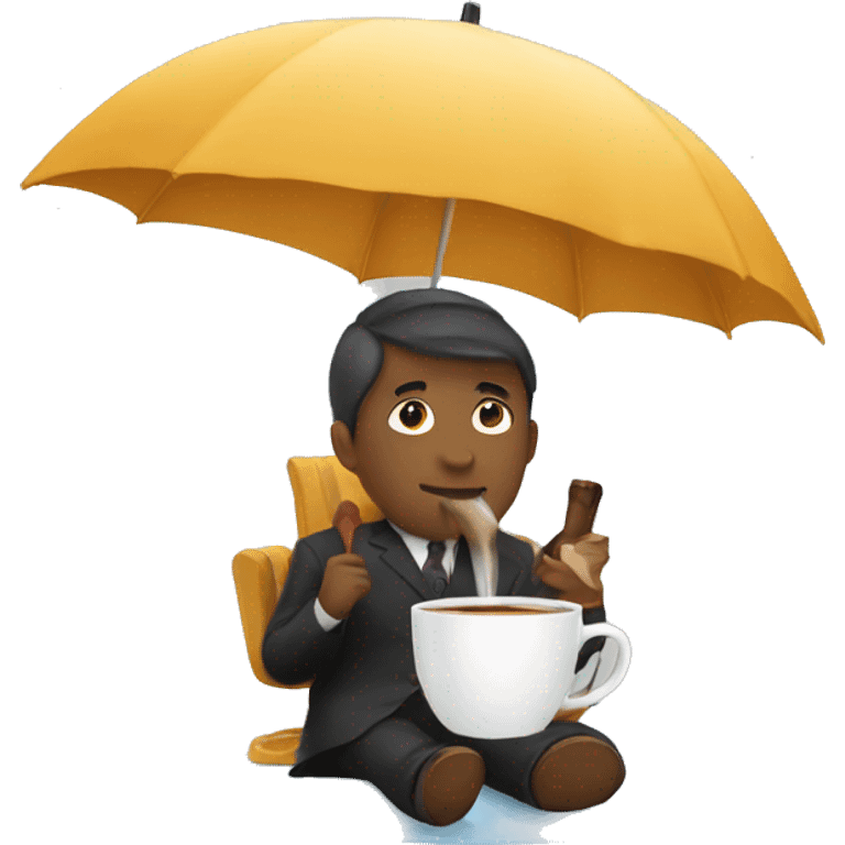 drinking tea in the umbrella emoji