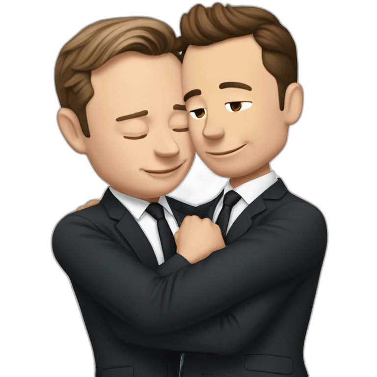 Elon musk hugging Emmanuel macron emoji