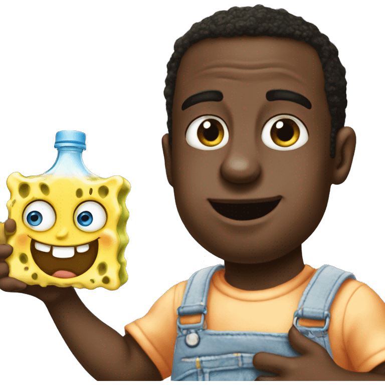 Diddy holding baby oil next to SpongeBob  emoji