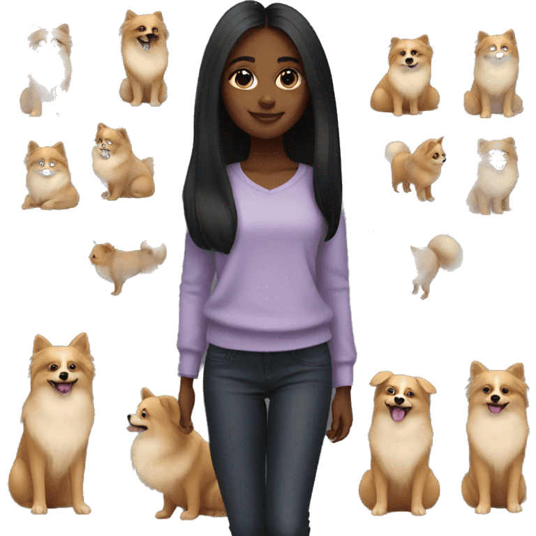 Matte girl with Pomeranian emoji