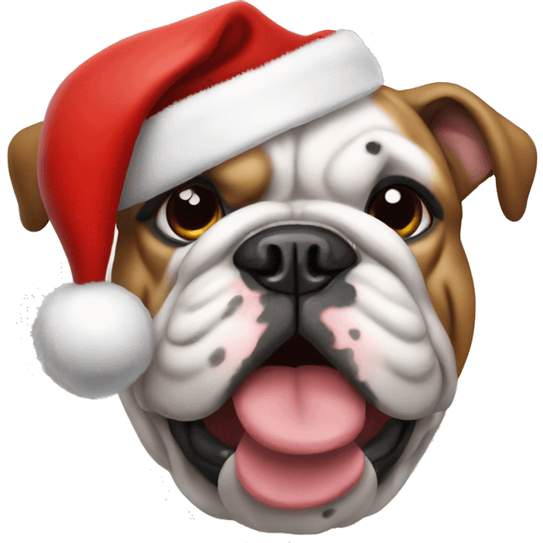 Bulldog wearing a Santa hat emoji